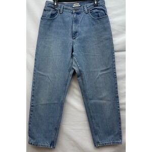 LL Bean Mom Jeans‎ Womens 12 Petite High Rise Relaxed Tapered Light Wash Denim